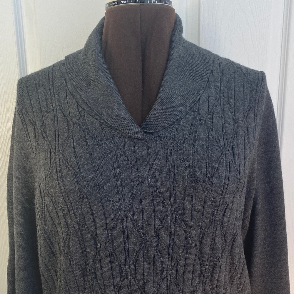 2 for $25 - Allison Daley Charcoal Gray Cowl Neck Lightweight Sweater, XL